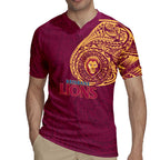 Personalized Brisbane Lions Polynesian Rugby Jersey Tribal Chest and Sleeve Tattoo Heritage Warrior