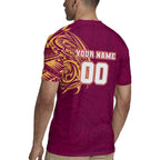 Personalized Brisbane Lions Polynesian Rugby Jersey Tribal Chest and Sleeve Tattoo Heritage Warrior