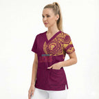 Personalized Brisbane Lions Polynesian Scrub Top Tribal Chest and Sleeve Tattoo Heritage Warrior