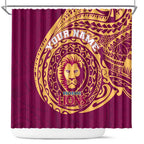 Personalized Brisbane Lions Polynesian Shower Curtain Tribal Chest and Sleeve Tattoo Heritage Warrior
