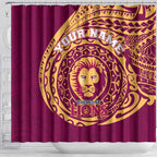 Personalized Brisbane Lions Polynesian Shower Curtain Tribal Chest and Sleeve Tattoo Heritage Warrior