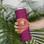 Personalized Brisbane Lions Polynesian Skinny Tumbler Tribal Chest and Sleeve Tattoo Heritage Warrior