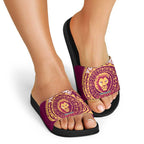 Personalized Brisbane Lions Polynesian Slide Sandals Tribal Chest and Sleeve Tattoo Heritage Warrior