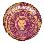 Personalized Brisbane Lions Polynesian Spare Tire Cover Tribal Chest and Sleeve Tattoo Heritage Warrior