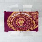 Personalized Brisbane Lions Polynesian Tablecloth Tribal Chest and Sleeve Tattoo Heritage Warrior