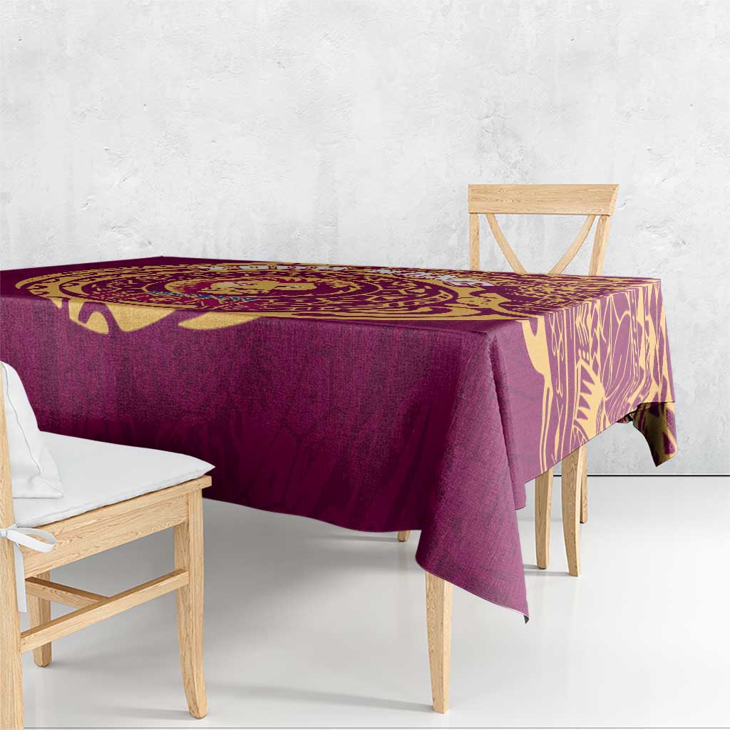 Personalized Brisbane Lions Polynesian Tablecloth Tribal Chest and Sleeve Tattoo Heritage Warrior