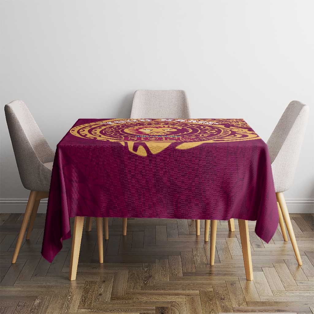 Personalized Brisbane Lions Polynesian Tablecloth Tribal Chest and Sleeve Tattoo Heritage Warrior