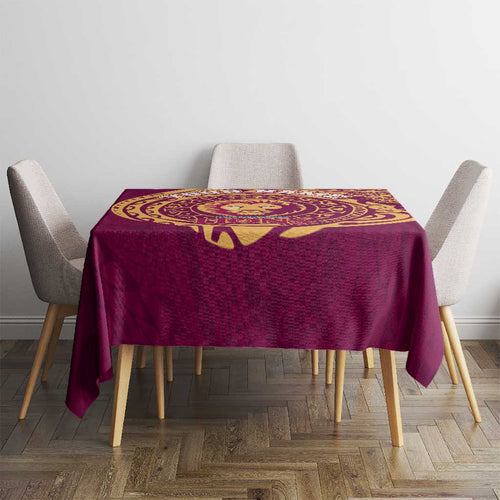 Personalized Brisbane Lions Polynesian Tablecloth Tribal Chest and Sleeve Tattoo Heritage Warrior