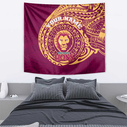 Personalized Brisbane Lions Polynesian Tapestry Tribal Chest and Sleeve Tattoo Heritage Warrior