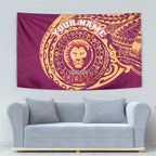 Personalized Brisbane Lions Polynesian Tapestry Tribal Chest and Sleeve Tattoo Heritage Warrior