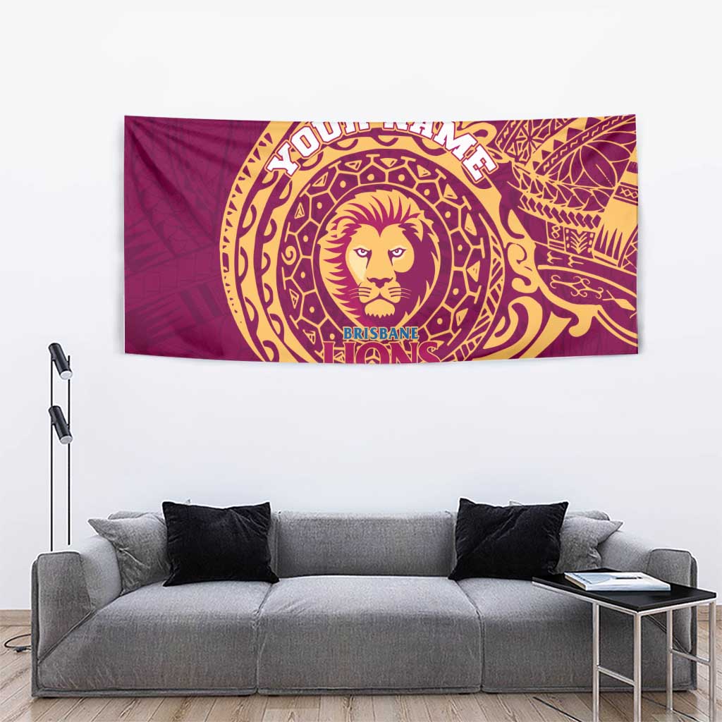 Personalized Brisbane Lions Polynesian Tapestry Tribal Chest and Sleeve Tattoo Heritage Warrior