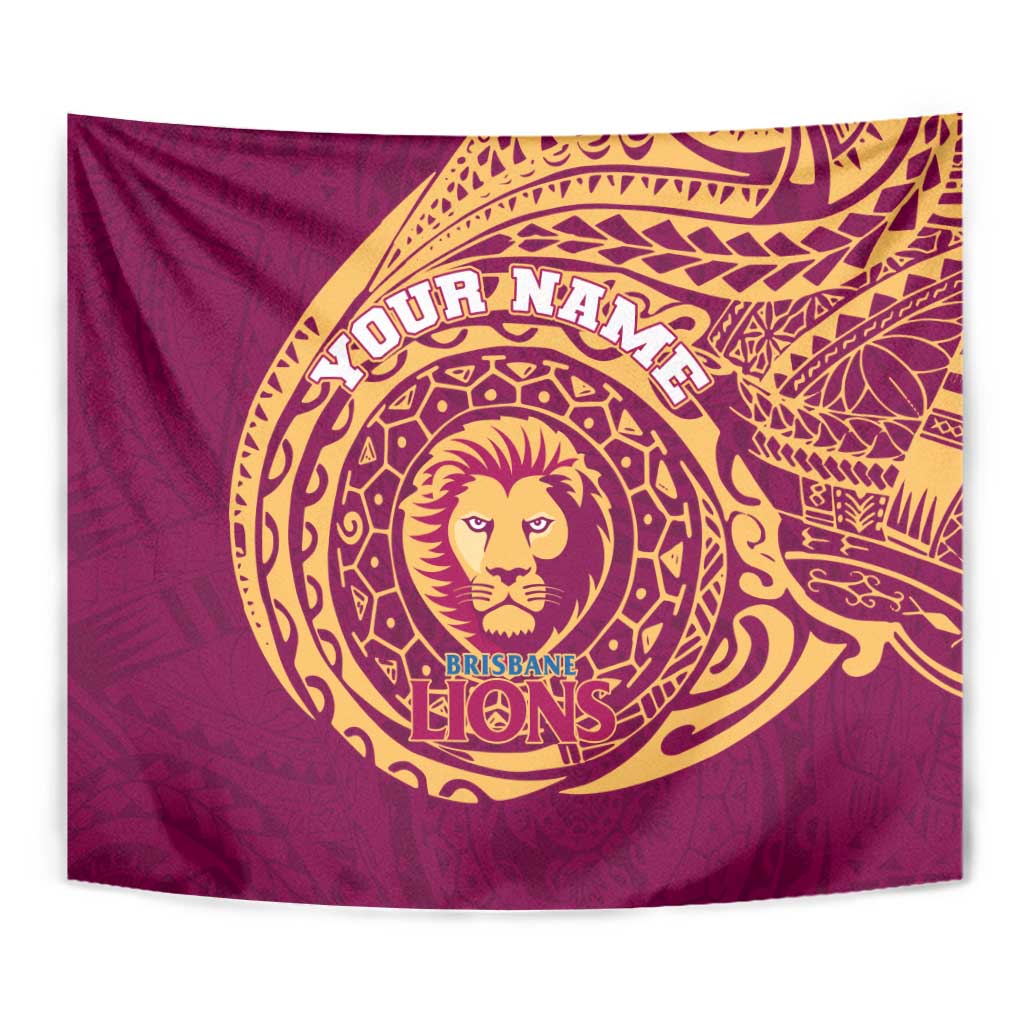 Personalized Brisbane Lions Polynesian Tapestry Tribal Chest and Sleeve Tattoo Heritage Warrior