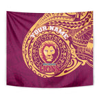Personalized Brisbane Lions Polynesian Tapestry Tribal Chest and Sleeve Tattoo Heritage Warrior