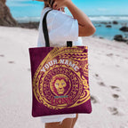 Personalized Brisbane Lions Polynesian Tote Bag Tribal Chest and Sleeve Tattoo Heritage Warrior