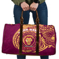 Personalized Brisbane Lions Polynesian Travel Bag Tribal Chest and Sleeve Tattoo Heritage Warrior
