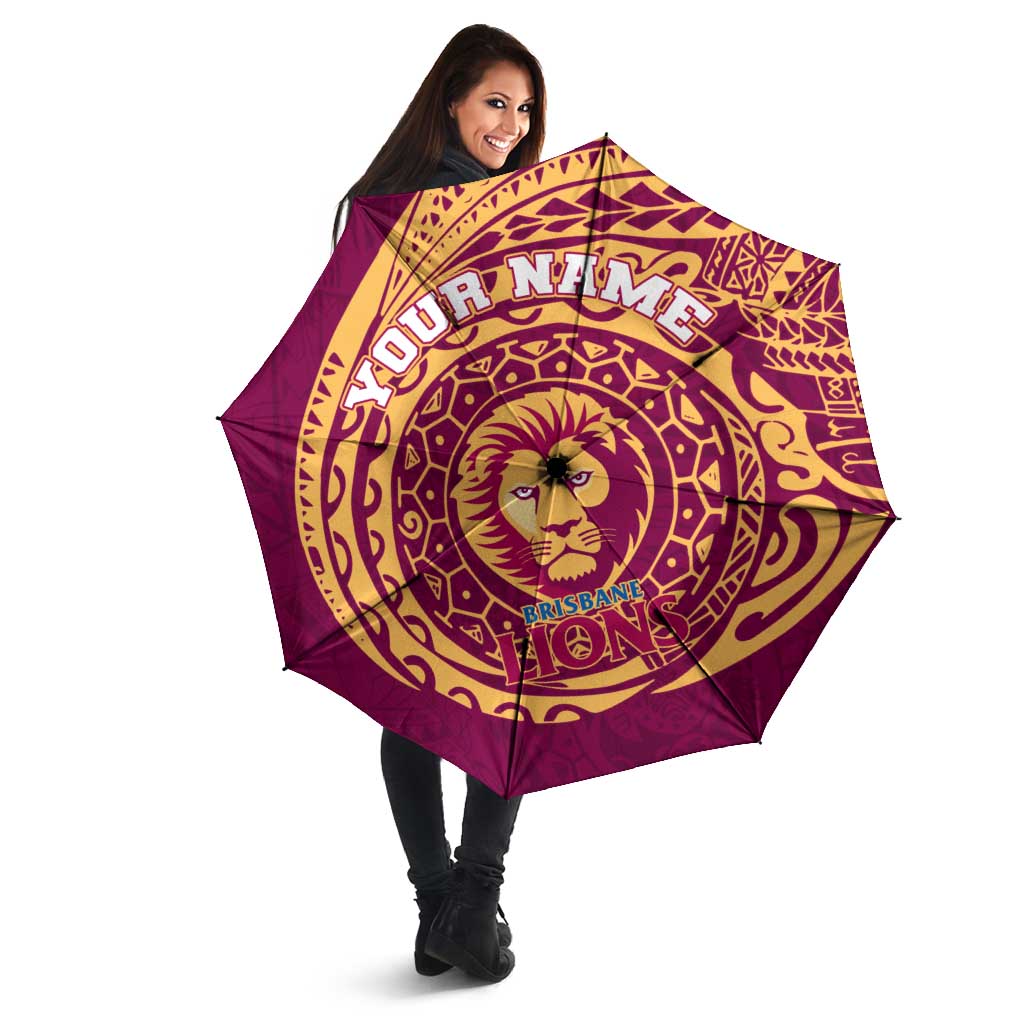 Personalized Brisbane Lions Polynesian Umbrella Tribal Chest and Sleeve Tattoo Heritage Warrior