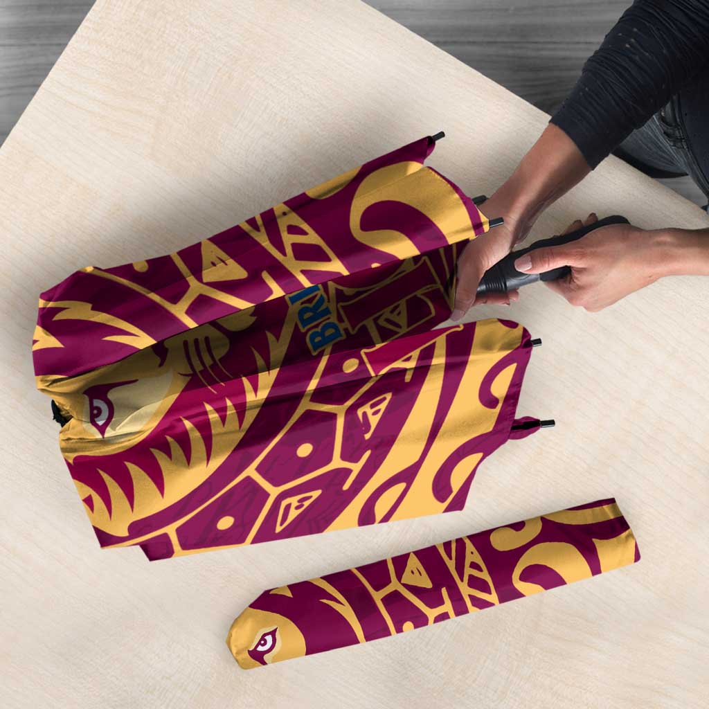 Personalized Brisbane Lions Polynesian Umbrella Tribal Chest and Sleeve Tattoo Heritage Warrior