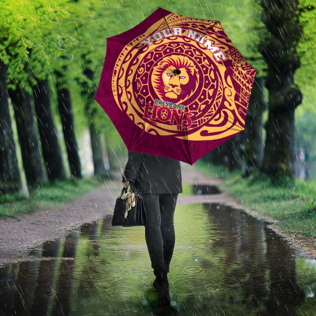 Personalized Brisbane Lions Polynesian Umbrella Tribal Chest and Sleeve Tattoo Heritage Warrior