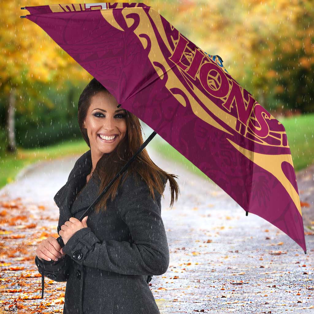 Personalized Brisbane Lions Polynesian Umbrella Tribal Chest and Sleeve Tattoo Heritage Warrior