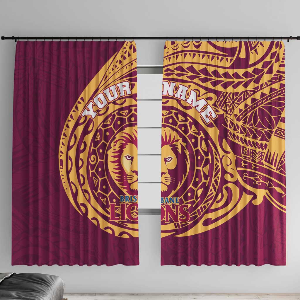 Personalized Brisbane Lions Polynesian Window Curtain Tribal Chest and Sleeve Tattoo Heritage Warrior