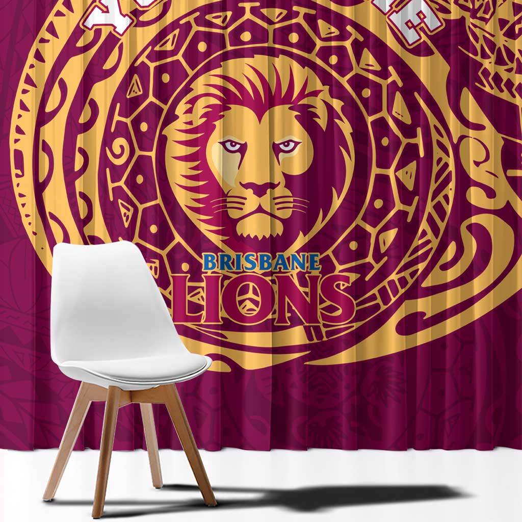 Personalized Brisbane Lions Polynesian Window Curtain Tribal Chest and Sleeve Tattoo Heritage Warrior