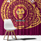 Personalized Brisbane Lions Polynesian Window Curtain Tribal Chest and Sleeve Tattoo Heritage Warrior