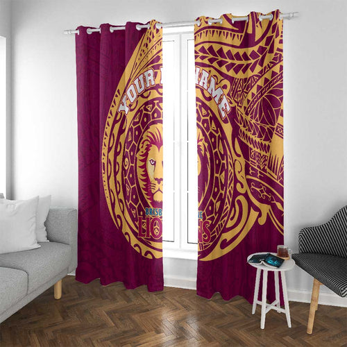 Personalized Brisbane Lions Polynesian Window Curtain Tribal Chest and Sleeve Tattoo Heritage Warrior