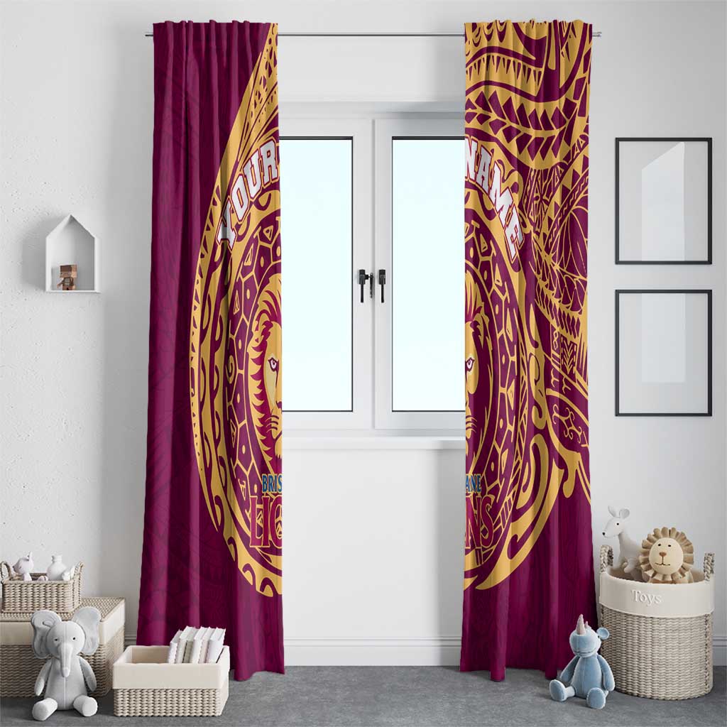 Personalized Brisbane Lions Polynesian Window Curtain Tribal Chest and Sleeve Tattoo Heritage Warrior