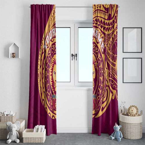 Personalized Brisbane Lions Polynesian Window Curtain Tribal Chest and Sleeve Tattoo Heritage Warrior