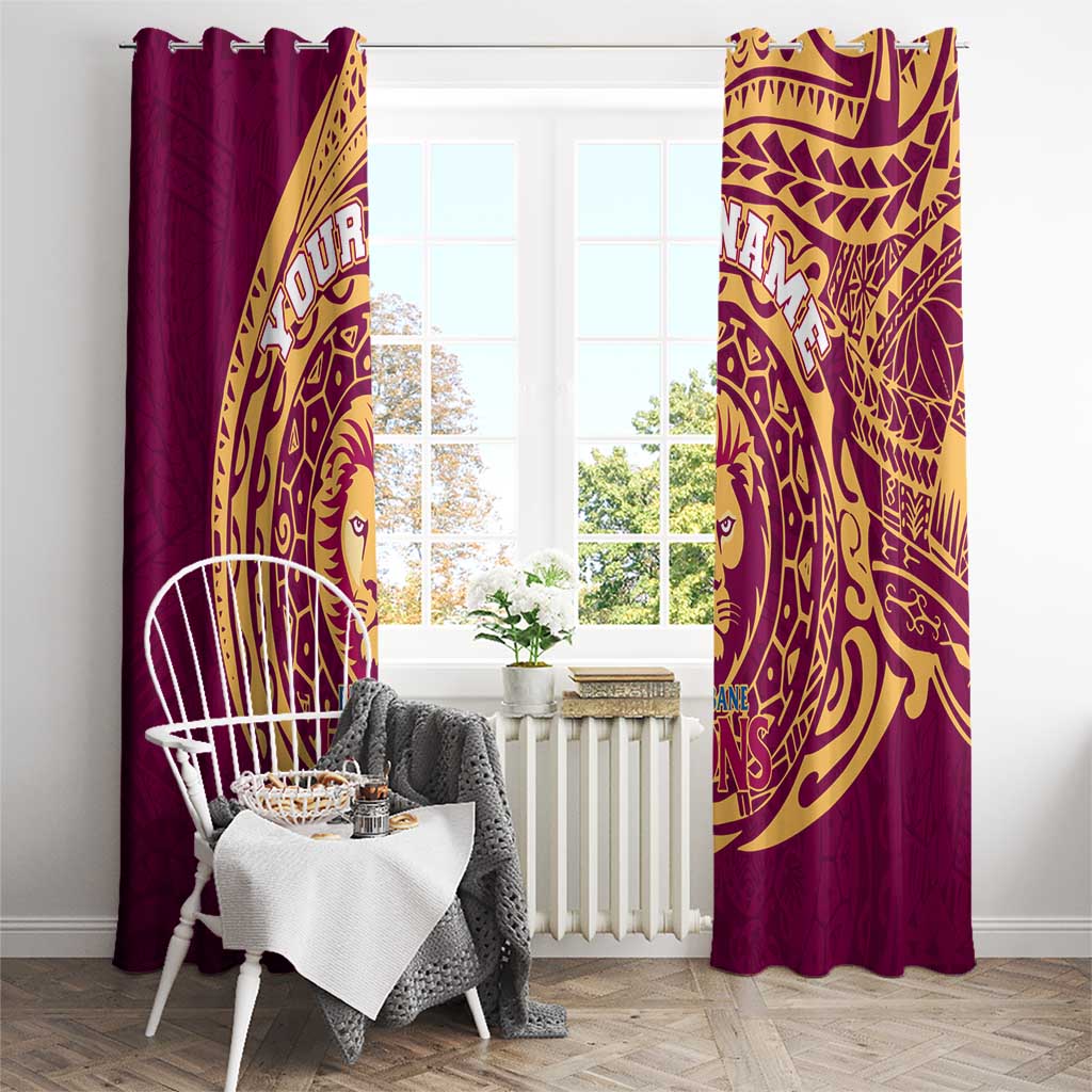 Personalized Brisbane Lions Polynesian Window Curtain Tribal Chest and Sleeve Tattoo Heritage Warrior