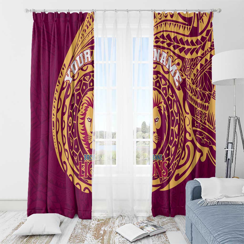 Personalized Brisbane Lions Polynesian Window Curtain Tribal Chest and Sleeve Tattoo Heritage Warrior