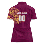 Personalized Brisbane Lions Polynesian Women Polo Shirt Tribal Chest and Sleeve Tattoo Heritage Warrior