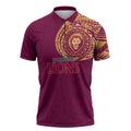 Personalized Brisbane Lions Polynesian Zipper Polo Shirt Tribal Chest and Sleeve Tattoo Heritage Warrior