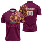 Personalized Brisbane Lions Polynesian Zipper Polo Shirt Tribal Chest and Sleeve Tattoo Heritage Warrior