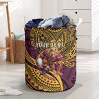 Personalised Brisbane Broncos Laundry Basket Polynesian Pattern Warrior Horse Rugby