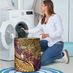 Personalised Brisbane Broncos Laundry Basket Polynesian Pattern Warrior Horse Rugby