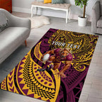 Personalised Brisbane Broncos Area Rug Polynesian Pattern Warrior Horse Rugby