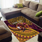Personalised Brisbane Broncos Area Rug Polynesian Pattern Warrior Horse Rugby