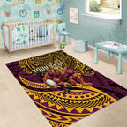 Personalised Brisbane Broncos Area Rug Polynesian Pattern Warrior Horse Rugby