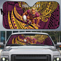 Personalised Brisbane Broncos Auto Sun Shade Polynesian Pattern Warrior Horse Rugby