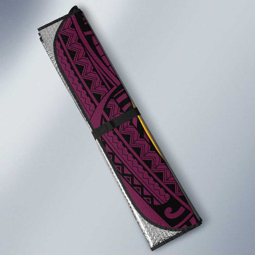 Personalised Brisbane Broncos Auto Sun Shade Polynesian Pattern Warrior Horse Rugby