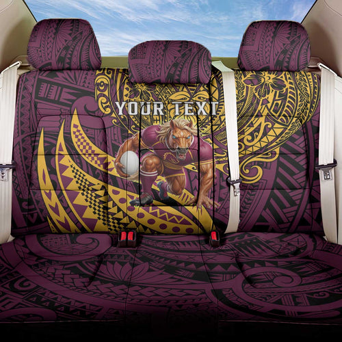 Personalised Brisbane Broncos Back Car Seat Cover Polynesian Pattern Warrior Horse Rugby