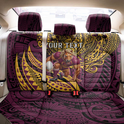 Personalised Brisbane Broncos Back Car Seat Cover Polynesian Pattern Warrior Horse Rugby