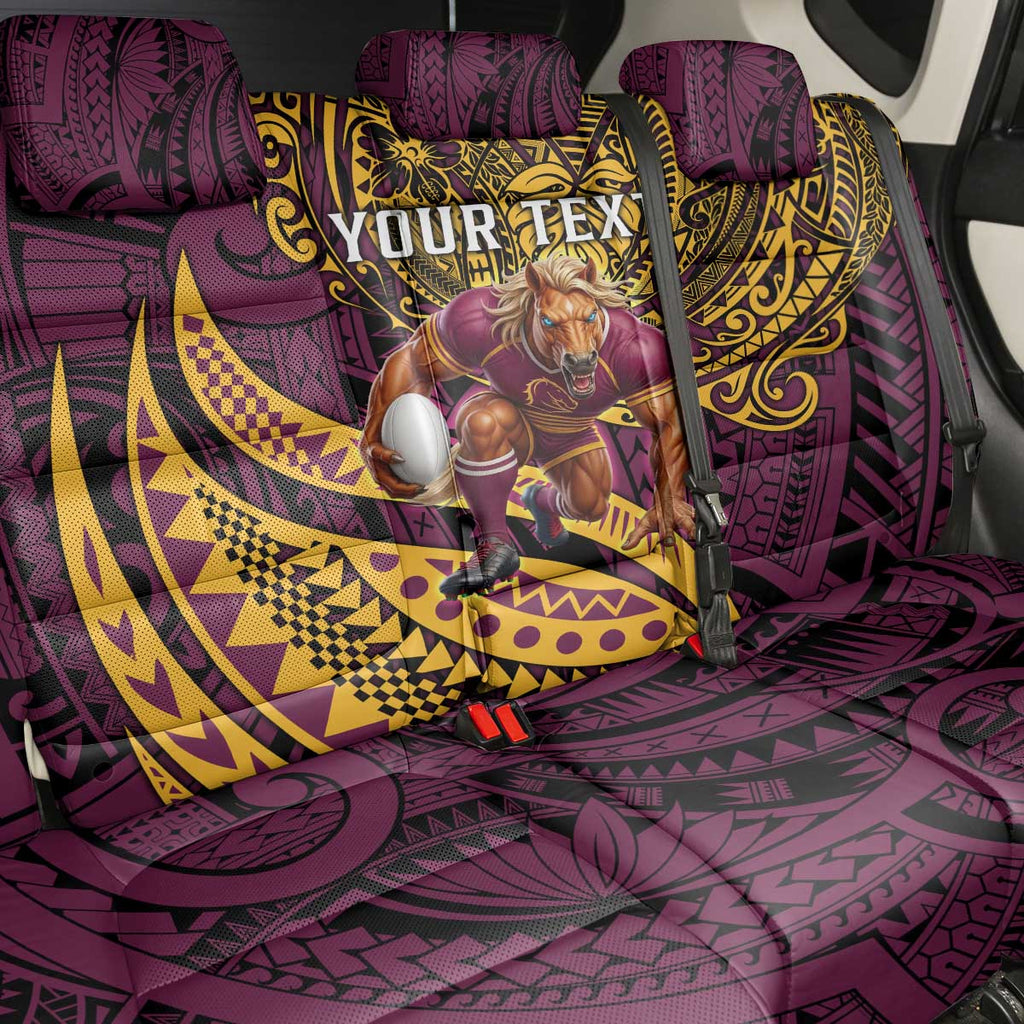 Personalised Brisbane Broncos Back Car Seat Cover Polynesian Pattern Warrior Horse Rugby