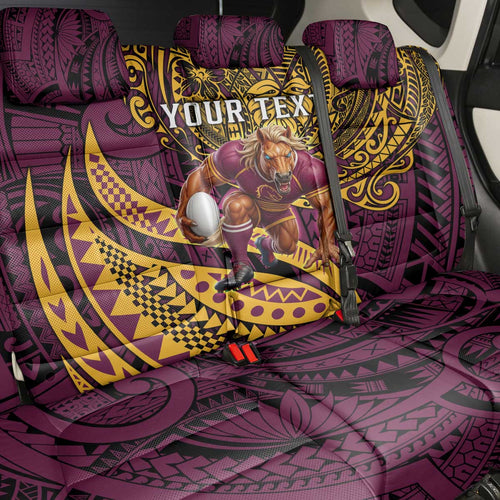 Personalised Brisbane Broncos Back Car Seat Cover Polynesian Pattern Warrior Horse Rugby
