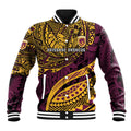 Personalised Brisbane Broncos Baseball Jacket Polynesian Pattern Warrior Horse Rugby
