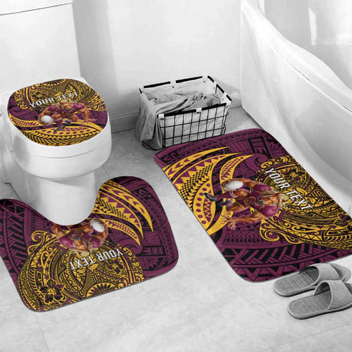 Personalised Brisbane Broncos Bathroom Set Polynesian Pattern Warrior Horse Rugby