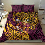Personalised Brisbane Broncos Bedding Set Polynesian Pattern Warrior Horse Rugby
