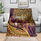 Personalised Brisbane Broncos Blanket Polynesian Pattern Warrior Horse Rugby