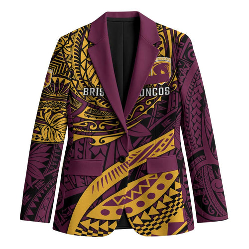 Personalised Brisbane Broncos Blazer Polynesian Pattern Warrior Horse Rugby